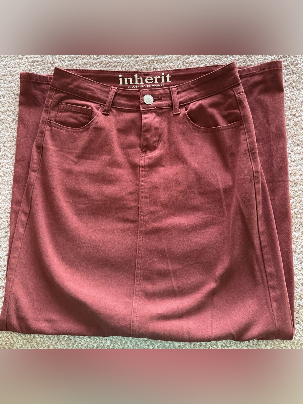 Inherit Clothing Company High-Rise Rust Red Women’s Maxi Skirt